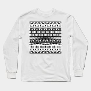 Aztec Influence Pattern BW Long Sleeve T-Shirt